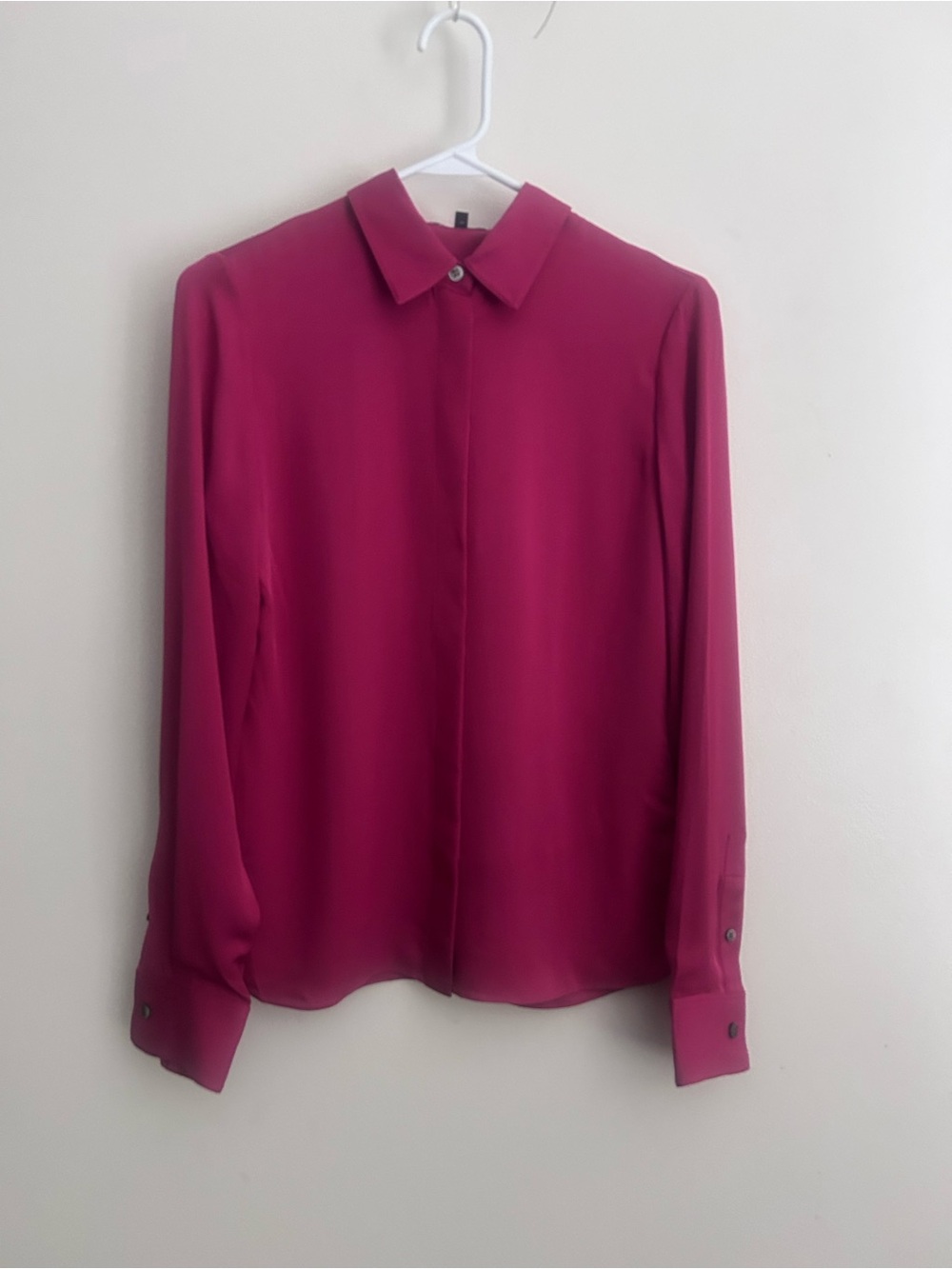 Theory Long-Sleeve Button-Front Shirt - Magenta